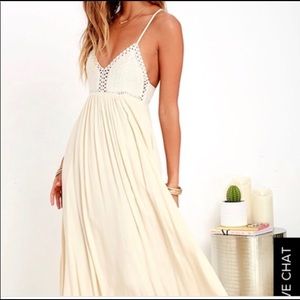 Cream colored crotchet top boho style maxi dress